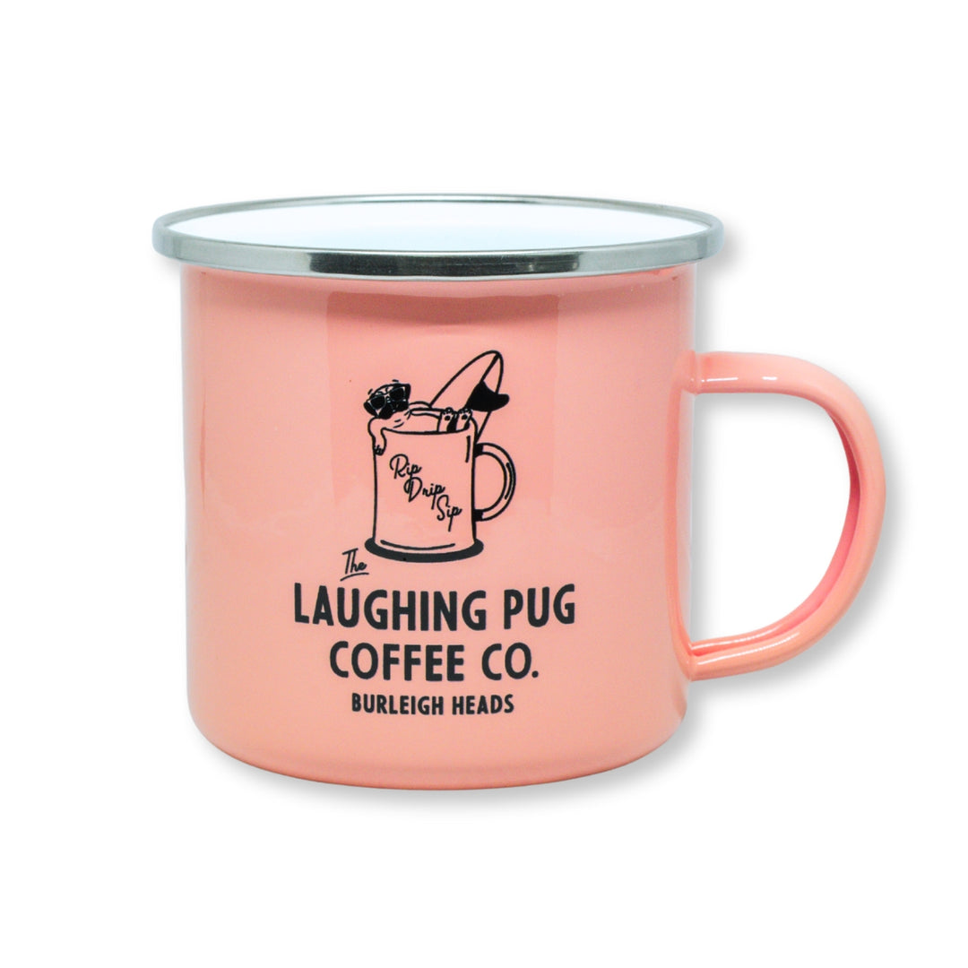 Laughing Pug Enamel Mug
