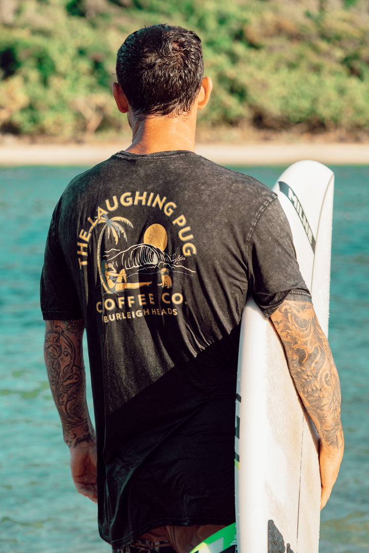 BLACK STONEWASH STAPLE TEE (BEACH LOGO)