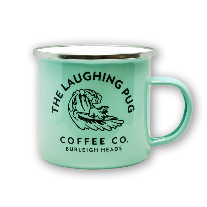 Laughing Pug Enamel Mug