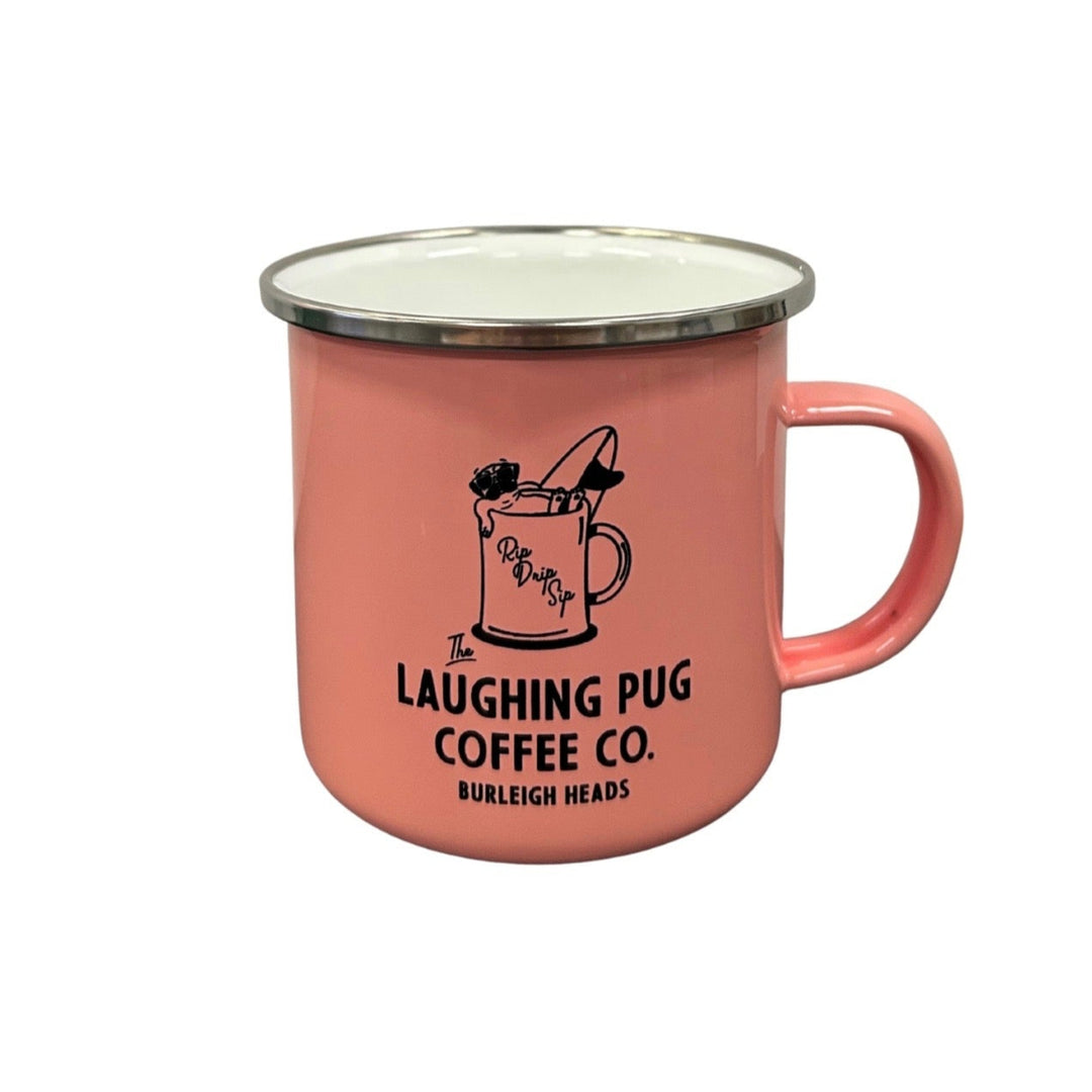 Laughing Pug Enamel Mug