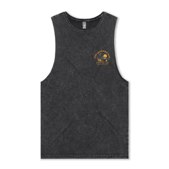 BLACK STONE WASH BERNARD TANK BEACH LOGO